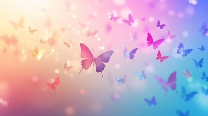 Colorful Butterflies on a Delicate Background