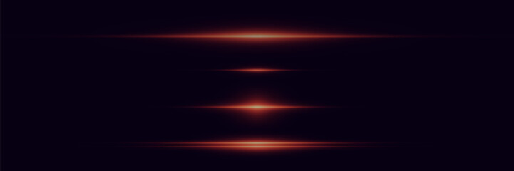 Set of red lines, neon light effect.