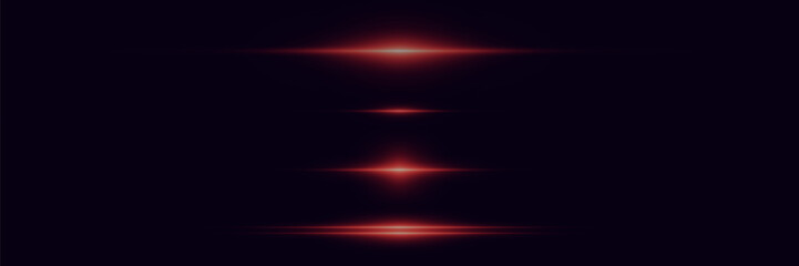Set of red lines, neon light effect.