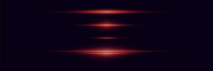 Set of red lines, neon light effect.