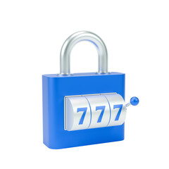 3d padlock icon featuring s slot wheel with number seven on it