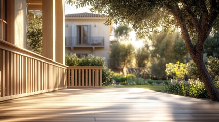 Obraz premium Tranquil Garden Deck in Golden Light