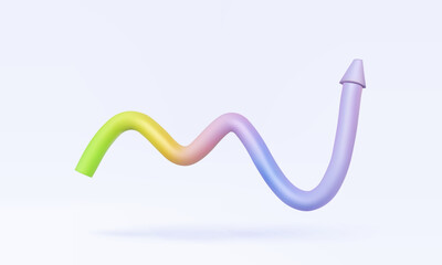 Arrow icon colorful upward growth success value up statistics analysis stock market profit and investment business development financial target vision successfull, 3d vector illustration