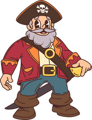 Cartoon pirate, corsair sailor cheerful character. Filibuster sailing ship crew skipper or captain comical isolated vector personage, corsair bandit boatswain or Caribbean pirate sailor happy mascot