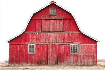 A barn isolated on white background. It is an agricultural building usually on farms and used for various purposes.