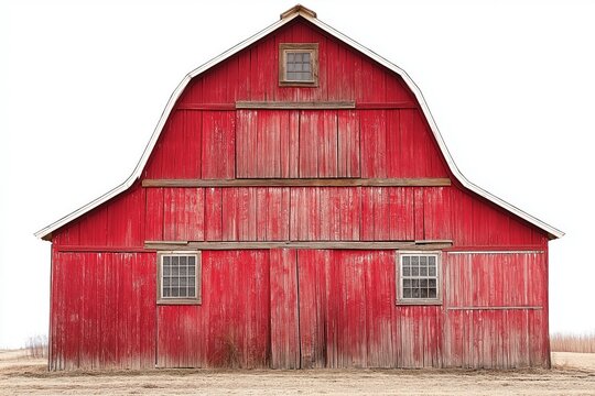 A barn isolated on white background. It is an agricultural building usually on farms and used for various purposes.
