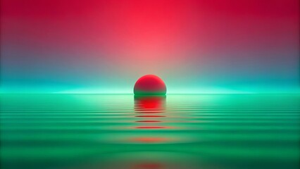Serene Minimalist Seascape with a Crimson Orb at Sunset