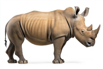 Obraz premium Rhino rhinoceros (ceratotherium simum simum) isolated on white background.