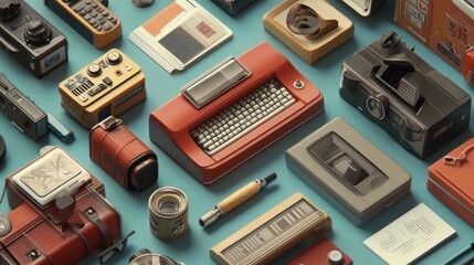 Retro Technology Collection Featuring Vintage Electronics and Gadgets