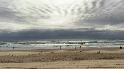 Windy overcast conditions on beaches on the Gold Coast, Australia