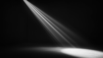 Soft beam of light in a dark minimalistic background
