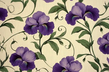 Elegant floral pattern with purple irises
