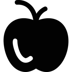 Black Apple Icon Representing Nutritious Eating