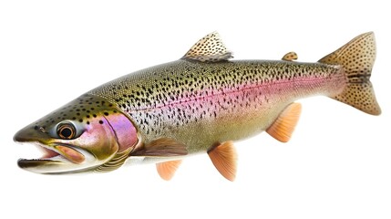 Rainbow trout isolated on white background.
