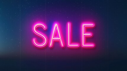 A vibrant neon sign displaying the word "SALE," creating a striking visual impact against a dark background, ideal for promotional marketing.