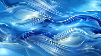 Abstract Blue Swirling Waves Digital Art