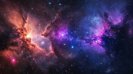 Explore a stunning deep space scene filled with twinkling stars and colorful nebulae.