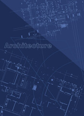 Abstract vector architectural composition with a cooling tower in lines for presentations of printing and paperwork. Black linear drawing text on a white background.