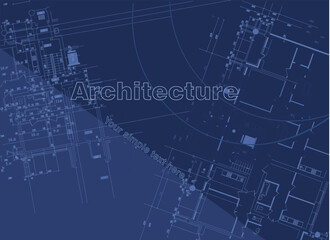 Abstract vector architectural composition with a cooling tower in lines for presentations of printing and paperwork. Black linear drawing text on a white background.