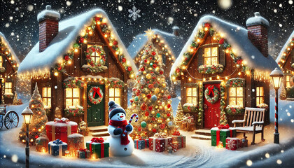 christmas decoration on the snow