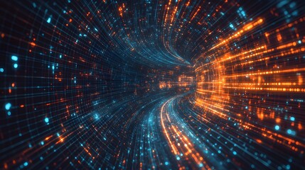 Fototapeta premium Abstract Digital Tunnel Of Light And Data Streams