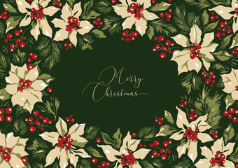 Series of Christmas floral cards in retro vintage classical style