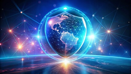 Obraz premium Global Network Security A Protective Shield Enveloping the Planet