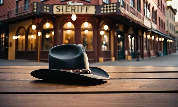 Sheriff hat in a town.