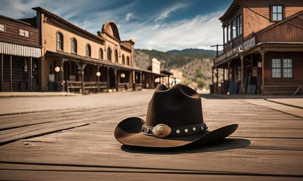 Sheriff hat in a town.