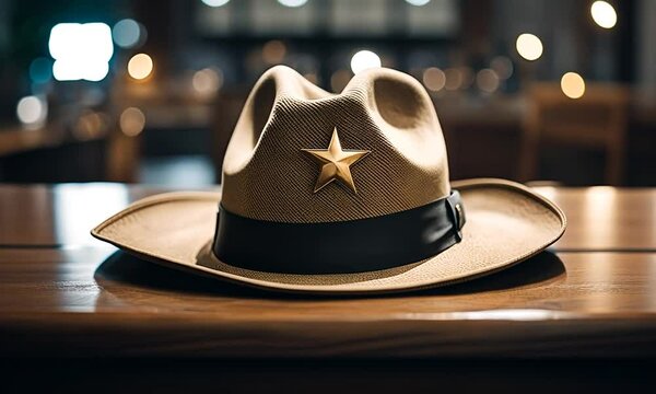 Sheriff hat in a town.