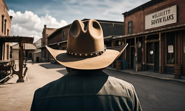 Sheriff hat in a town.