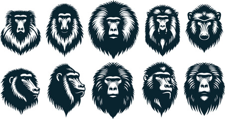 Minimalist Baboon Head Illustration