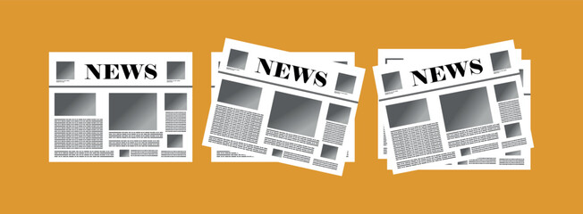 Fototapeta premium Minimalist Newspaper Design Illustrations, Set of Newspaper Illustrations - Flat Design Templates for News Concepts, Newspaper Graphics for Media and Publishing.