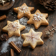 festive cookies for Christmas, in the form of stars