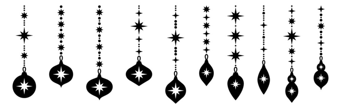 star christmas ornament silhouette vector set christmas tree decoration decorative decor shining light starlight shine snow flake snowflake cristal diamond luxury dangling december winter merry xmas 