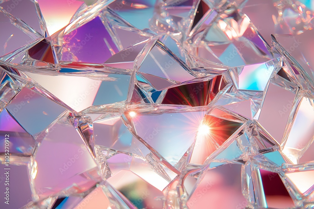Poster A shattered glass effect with multicolored reflections creating intricate and dazzling patterns