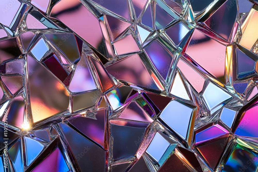 Poster A shattered glass effect with multicolored reflections creating intricate and dazzling patterns