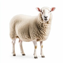 Fototapeta premium Fluffy Sheep Isolated on White Background