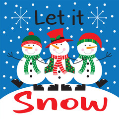 christmas card, gift bag or box design with cute snowman design