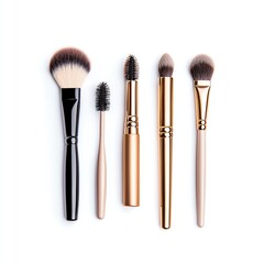 A collection of elegant makeup brushes in various shapes, ideal for applying foundation, eyeshadow, and other cosmetics.