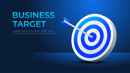 Fototapeta premium business Target 3d banner on dark blue background