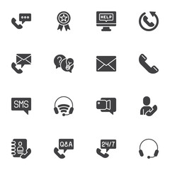Support assistance vector icons set