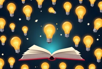 Book With Lighbulb Cartoon Vector Icon Illustration. Object Education Icon Concept Isolated Premium Vector. Flat Cartoon Style