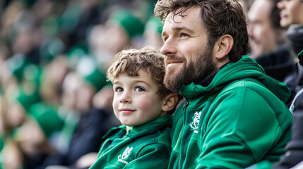 Father and son enjoying together at a sports event