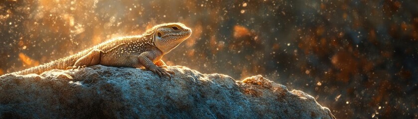 A lizard basking on a warm rock, soaking up the sun