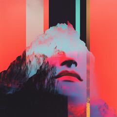 Surreal Mountain Portrait Symbolism and Abstract Layers