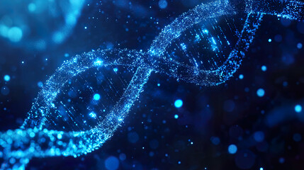 Biotechnology background blue human DNA structure molecule DNA. Medical, science and technology