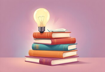 Book With Lighbulb Cartoon Vector Icon Illustration. Object Education Icon Concept Isolated Premium Vector. Flat Cartoon Style