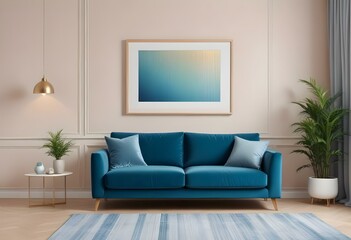 Photo modern style interior room 3d illustration with doodle abstract pattern