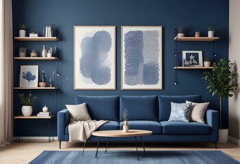 Photo modern style interior room 3d illustration with doodle abstract pattern